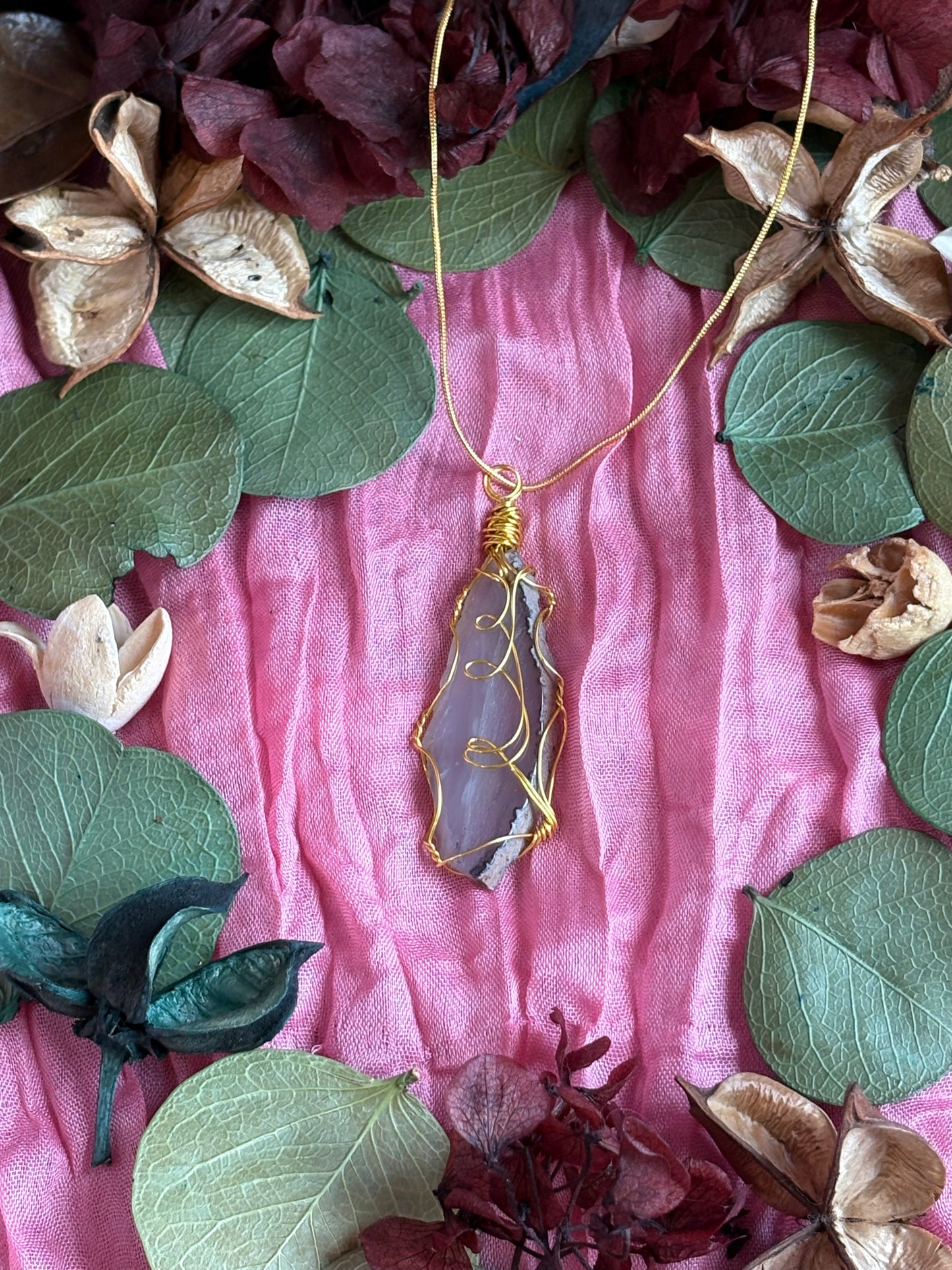 Wire Wrapped Stone Necklace