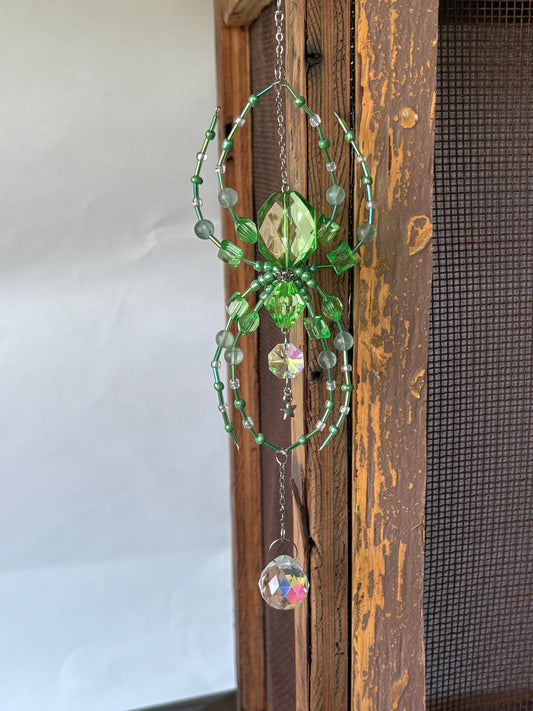 Green Beaded Spider Suncatcher