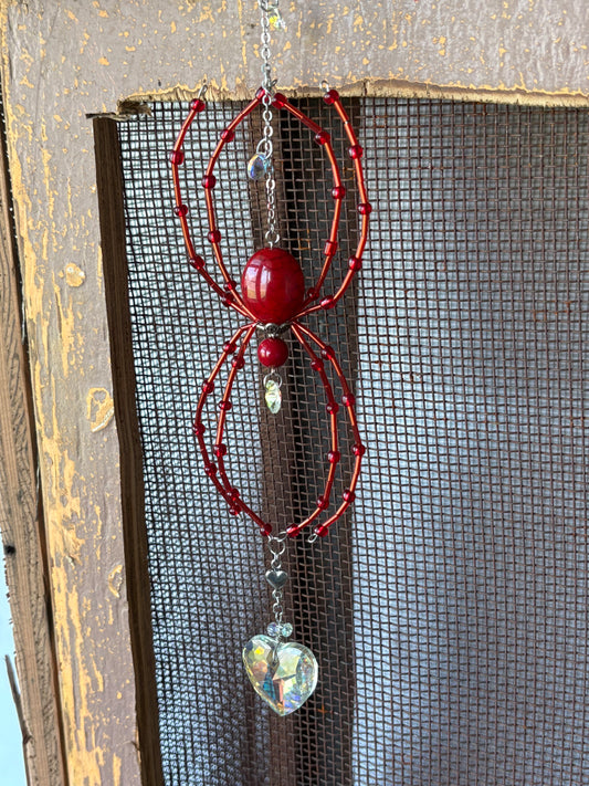 Red Beaded Spider Suncatcher