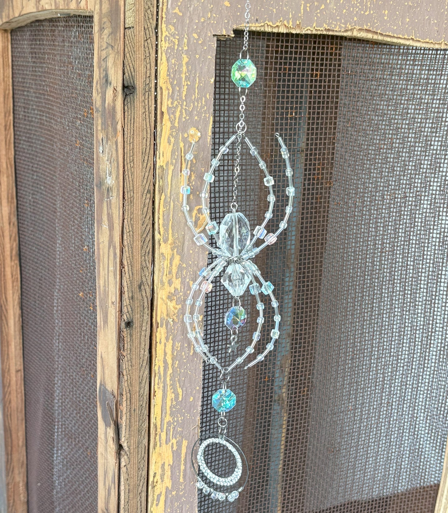 Clear Beaded Spider Suncatcher