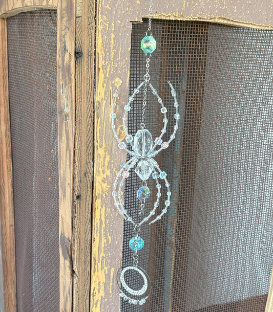 Clear Beaded Spider Suncatcher