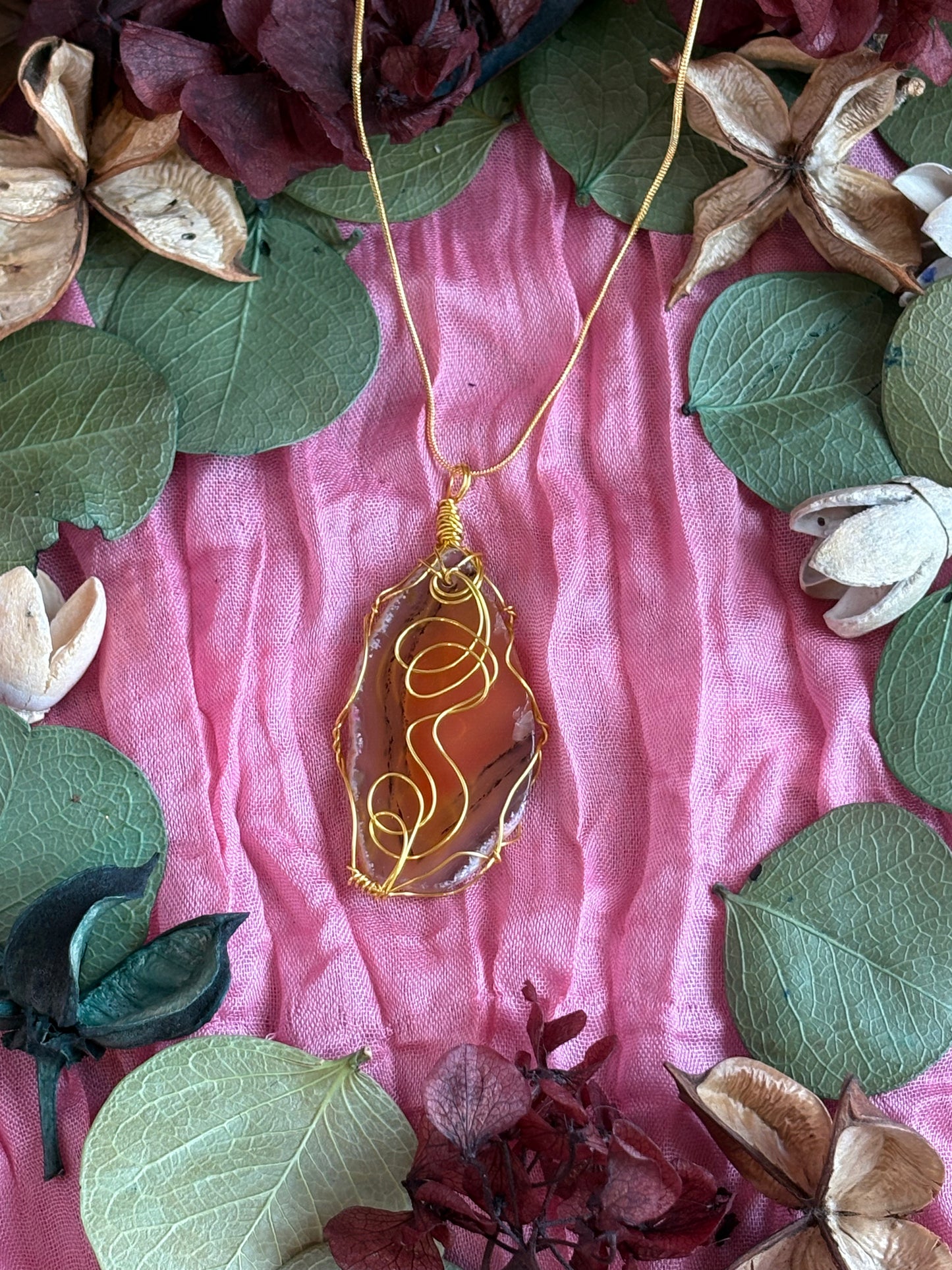 Wire Wrapped Stone Necklace