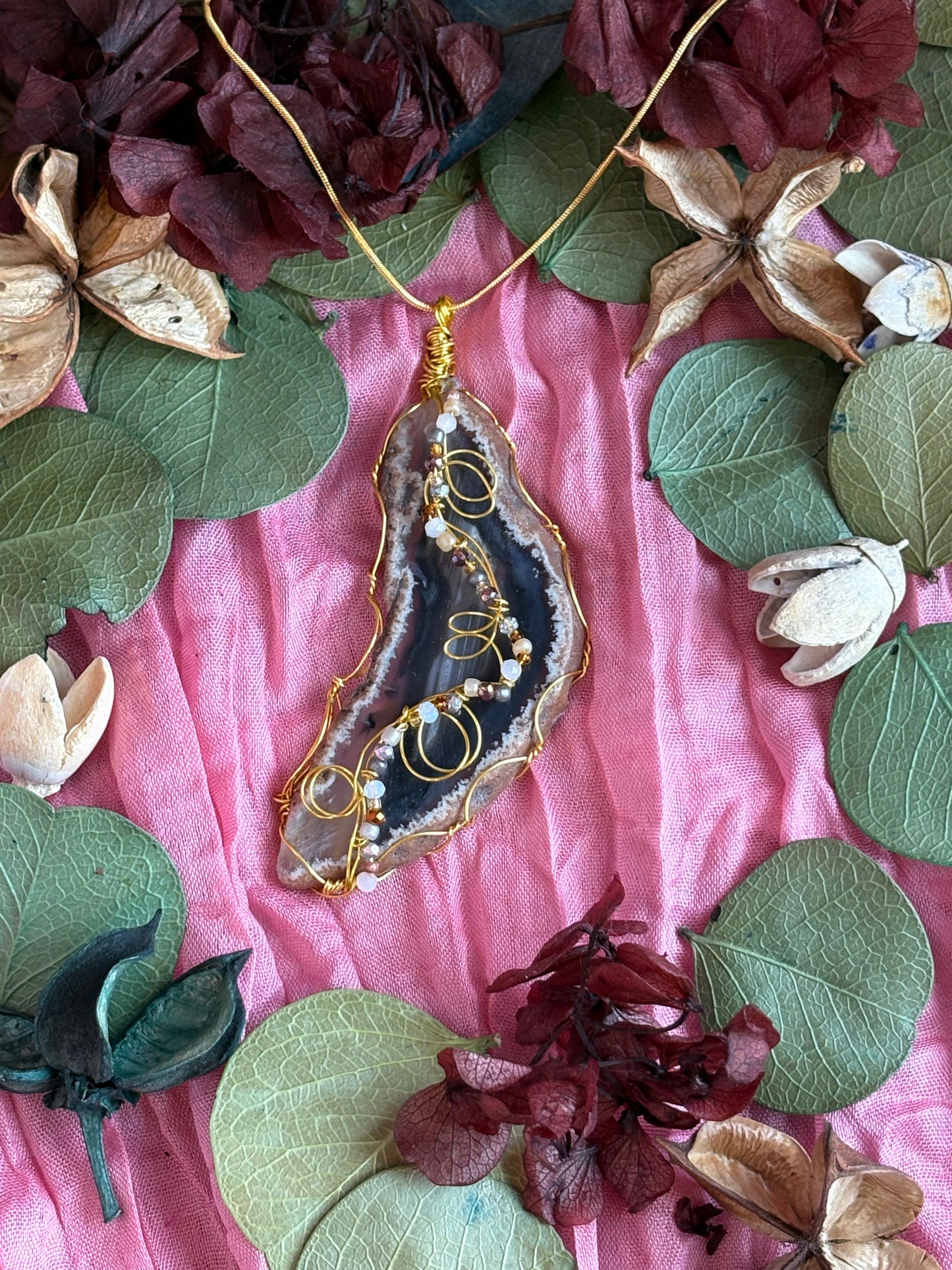 Wire Wrapped Stone Necklace