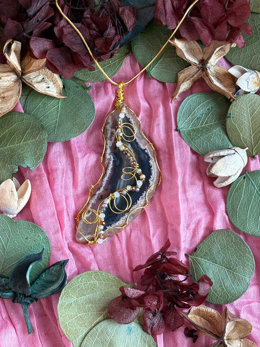 Wire Wrapped Stone Necklace