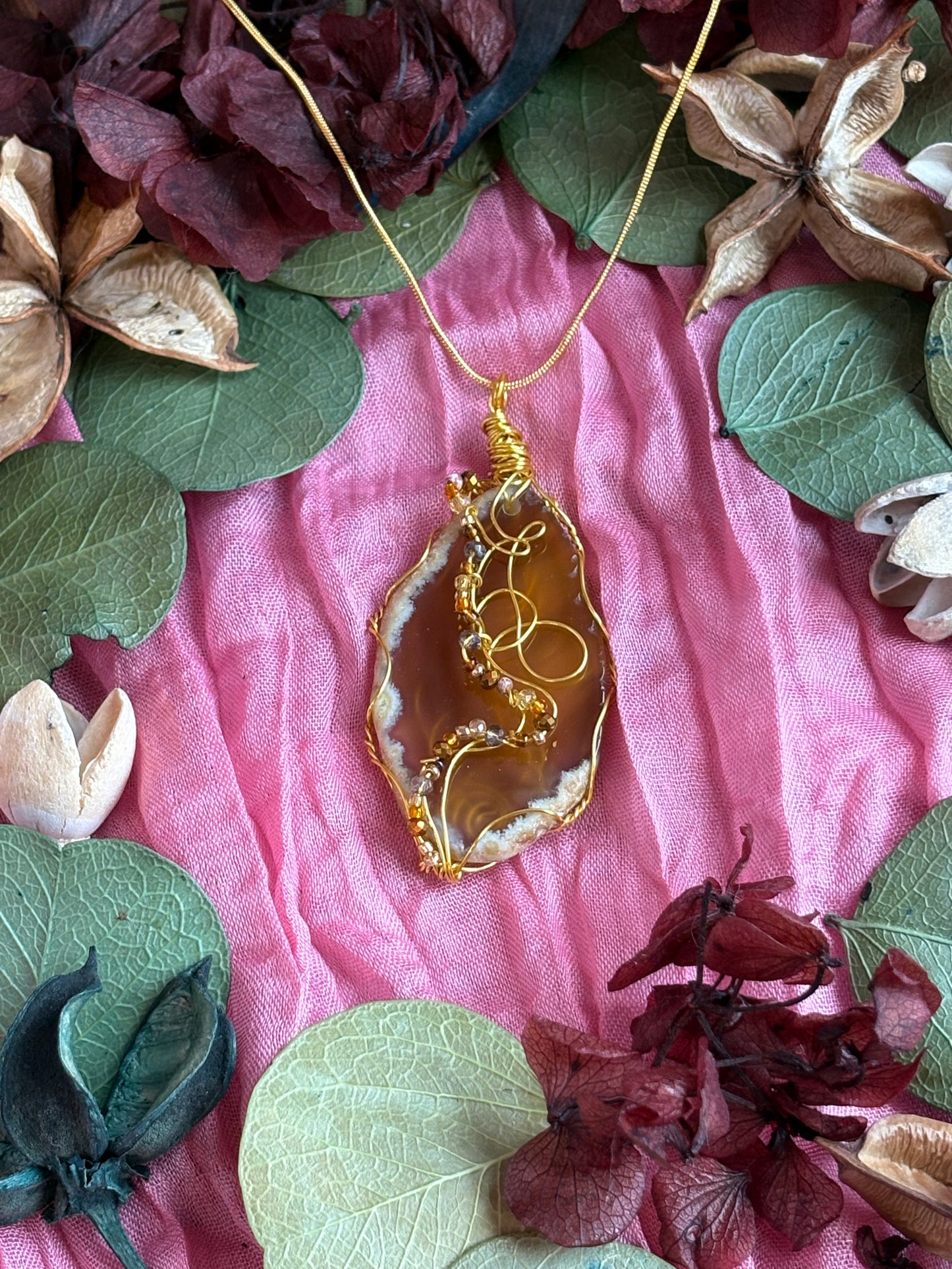 Wire Wrapped Stone Necklace