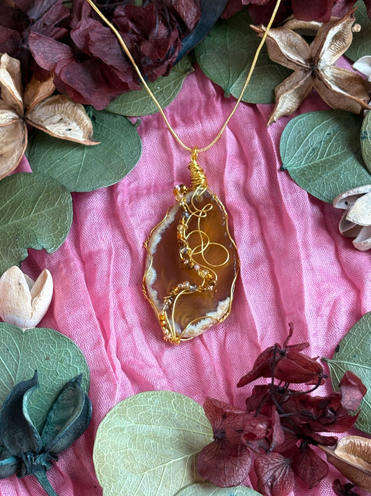 Wire Wrapped Stone Necklace